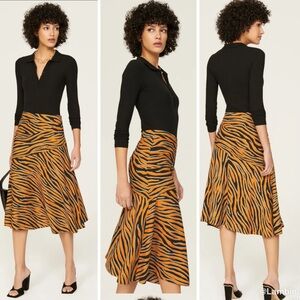 DVF Orange Zebra Skirt with My High-low Midi A-line Skirt for Cocktail